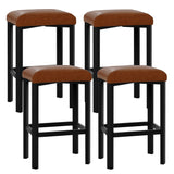 Garvee 24" Bar Stools Set of 4 Brown Comfortable PU Seats Ergonomic Footrests Metal Frame for Kitchen Bars Cafes Patios - Brown