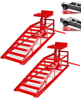 Garvee 2 Pack Heavy Duty Car Service Ramps, 12000LBS Capacity, Adjustable Height 9.3-15", Portable Auto Repair Ramps, Red