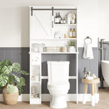 Garvee Over The Toilet Storage Cabinet With Sliding Barn Door Toilet Organizer Rack Adjustable Shelf White For Bathroom Laundry