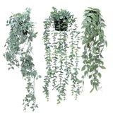 Garvee Artificial Hanging Plants 3 Pack Fake Potted Plants for Wall Indoor Outdoor Decoration Set Green