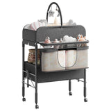 Garvee Baby Changing Table with Storage, Portable Foldable Diaper Changing Station, Height Adjustable, Waterproof, for Infant and Newborn, Neutral Color - Dark Grey