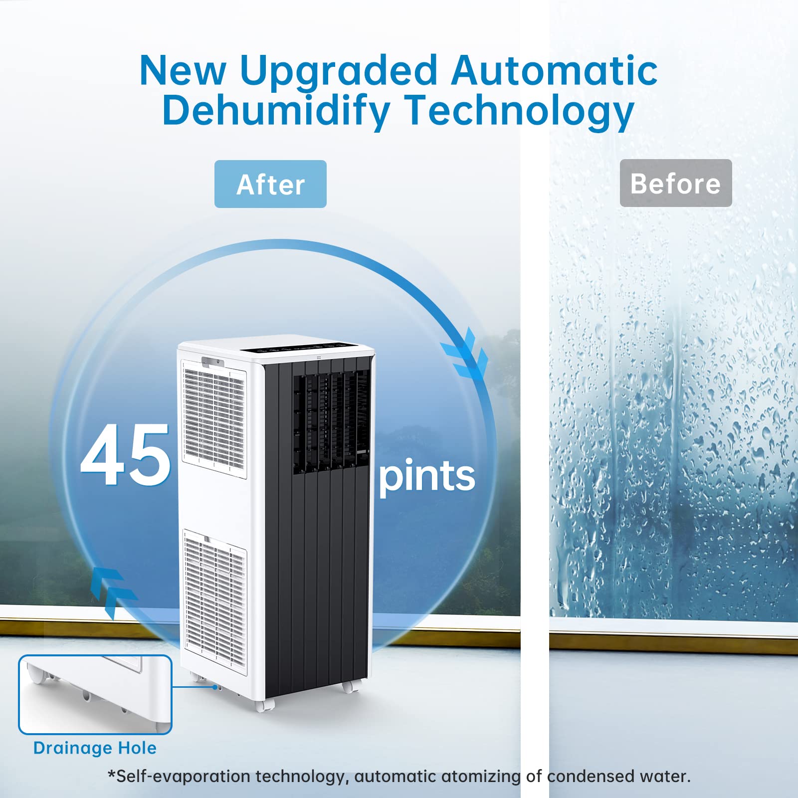 Garvee 8000 BTU Portable Air Conditioner, 3 In 1 AC Unit Built-In Cool, Dehumidifier & Fan for Rooms Up to 350 Sq.Ft, Energy Saving AC with Remote/24H Timer for Dorms/Indoor Rooms - White and Black
