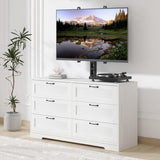 Garvee TV Stand with Mount and 6 Drawers Storage for 32-85 Inch TVs, White Entertainment Center for Bedroom and Living Room, Height Adjustable, Wood Media Console - White