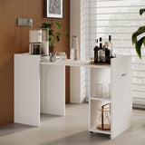 Garvee Folding Computer Desk Multi-Functional Foldable Table 50" Extendable Wood Drop Leaf Table White for Kitchen Dining Living Study Room Small Spaces