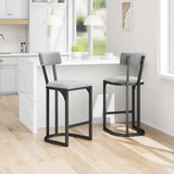 Garvee Bar Stools Set of 2 Counter Height 24.8 Inch Modern Upholstered Stools Gray for Kitchen Island Dining Room Bar Counter