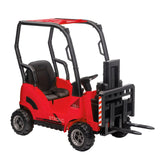 Garvee 12V Kids Ride On Forklift Car with Tent, Electric Ride On Construction Car Toy, Remote Control, Liftable Fork, Red, 46in x 21.6in x 38.5in