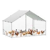 Garvee Outdoor Chicken Coop 9.8x6.5FT Steel Walk-in Poultry Cage with Waterproof Anti-UV Cover for Backyard Garden, Large, Durable, Secure, Weatherproof - Upgrade Peaked Roof
