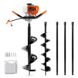 Garvee 52cc 2-Stroke Gas Powered Earth Auger with 6" & 10" Auger Bits, 3 Extension Rods for Fence, Deck, Tree Planting, Anti-Vibration, EPA Certified, Max Depth 10.5 ft - Orange