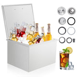 Garvee Drop In Ice Chest 40 QT Stainless Steel Ice Cooler Outdoor Kitchen Bar, Hinged Cover, Drain-Pipe, Stainless Steel, Commercial Use