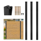 Garvee 3 Pack 6Ft Aluminum Fence Post, 3-Way Adjustable Matte Black Rustproof Privacy Fence Posts No Dig Outdoor Wood Panels - Black