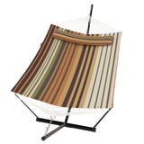 Garvee 2 Person Double Hammock with Stand and Pillow - Heavy Duty 450 Lbs Capacity Outdoor Patio Backyard Poolside, Large, Weather-Resistant Fabric - Coffee Stripe
