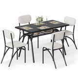 Garvee Dining Table Set for 4, Kitchen Table with Boucle Chairs for 4, Modern Rectangular Dining Table with Storage Rack for Small Space, Beige & Black - Beige & Black