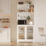 Garvee 71 in Pantry Storage Cabinet with Doors, DIY Pegboard, Adjustable Shelves for Kitchen Dining Living Room, White, 31.5x15.5x71 in