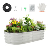 Garvee 4x2x1Ft Galvanized Raised Garden Bed with Safe Rubber Edging for Outdoor Gardening, 48x24 Inches, Rust-Resistant Steel - 