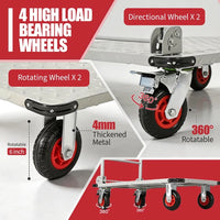 Garvee Heavy-Duty Flatbed Platform Truck Cart - 2000 lb Capacity, 36 x 24 in Steel Deck, Collapsible Handle, 6 in Swivel Polyurethane Casters w/ Brakes - Shop/Warehouse - Silver + Orange Wheels