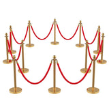 Garvee 12Pcs Stanchions Posts with 5 ft Red Velvet Rope, Stainless Steel Gold Crowd Control Barriers for Events, 37.4" Height, Red & Gold
