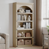 Garvee Farmhouse Arched Bookshelf 69" Tall Wooden 5 Tier Bookcase Rustic Vintage Nature