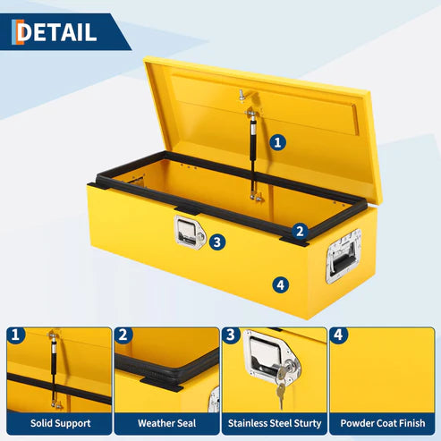 Garvee Heavy Duty Steel Truck Bed Tool Box – Waterproof Metal Storage Organizer with Lock, Side Handle, Durable Compact Toolbox for Pickup, RV, Trailer, Workshop – Powder-Coated Yellow, 30x13x9.6 Inches, 2026 Model