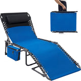 Garvee Outdoor Chaise Lounge Chair Folding Tanning Chair 5-Position Adjustable Backrest Portable Sun Lounger Blue