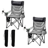 Garvee Oversized Padded Camping Chairs, Heavy Duty Folding Camp Chair, 500Lbs Support, High Back with Pillow, 2 Pack, Outdoor Camping, Black