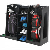 Garvee Golf Bag Organizer and Storage Rack, 2 Bag Capacity Wooden Golf Club Rack for Garage, Basement, Practice Room, Black, 55.5x16.1x37 in - Black