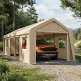 Garvee 20'x10'x11' Windproof Carport Heavy Duty Reinforced Poles PE Canopy Portable Garage for Pickup Truck Bass Boat - Yellow