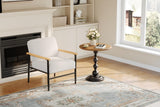 Garvee Mid Century Accent Chair Soft Teddy Upholstered Metal Legs Comfortable Lounge Armchair Living Room Bedroom Reception Areas
