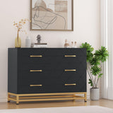 Garvee 6 Drawer Dresser for Bedroom, Wide Chest of Drawers Organizer Storage with Drawers, Large Storage Cabinet, Modern Design Dresser, Black - Black