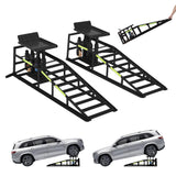 Garvee 2 Packs Hydraulic Car Ramps with Wheels and Reflective Sticker, 5Ton Capacity, Portable, Durable Steel, Home Garage Use, 45x14.2x12.6 Inches - Black With Wheels