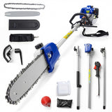 Garvee Gas Powered Pole Saw 43CC 2-Stroke Engine 12-Inch Cutting Bar Tree Trimming 16 Ft Reach - Blue