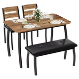 Garvee Dining Table Set for 4, 5 Piece Metal Frame Kitchen Table and Chair Set, Rustic Brown and Black, Space-Saving Design - Rustic Brown And Black