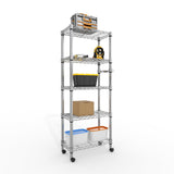 Garvee 5-Tier Storage Shelves Heavy Duty Metal Wire Rack with Lockable Wheels for Pantry Kitchen Garage, 61"H, Black