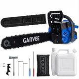 Garvee Gas Powered Chainsaw 58CC High-Power Engine 16-Inch Bar Professional Wood Cutting Tree Trimming Black - Blue