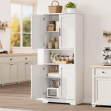 Garvee 70in Tall Kitchen Pantry Cabinet White, Storage Cabinet with Doors and Adjustable Shelves for Living Room, Dining Room, Bathroom - With 1 White Slot