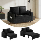 Garvee 3-in-1 Pull-Out Loveseat Sleeper Sofa Bed 56" - Convertible, Space-Saving, Steel Frame, USB Ports, Cup Holders - Compact Living