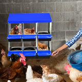 Garvee Chicken Nesting Box 6-Hole Roll Away Egg Laying Box with Lid Heavy-Duty Galvanized Steel Rustproof Design Wall-Mountable Blue - Blue