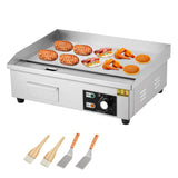 Garvee 21 in Stainless Steel Electric Griddle, Commercial Flat Top Grill, 1600W Non-Stick Teppanyaki Griddle with Accessories for Kitchen and BBQ, Adjustable Temperature