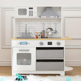Garvee Play Kitchen for Kids, Wooden Kitchen Toy Playset with Stove, Oven, Sink and 17 Pcs Toy Food & Cookware Acces, Pretend Play Kitchen with 2 Fabric Drawers for Toddlers, Preschoolers Age 3+ Years, White