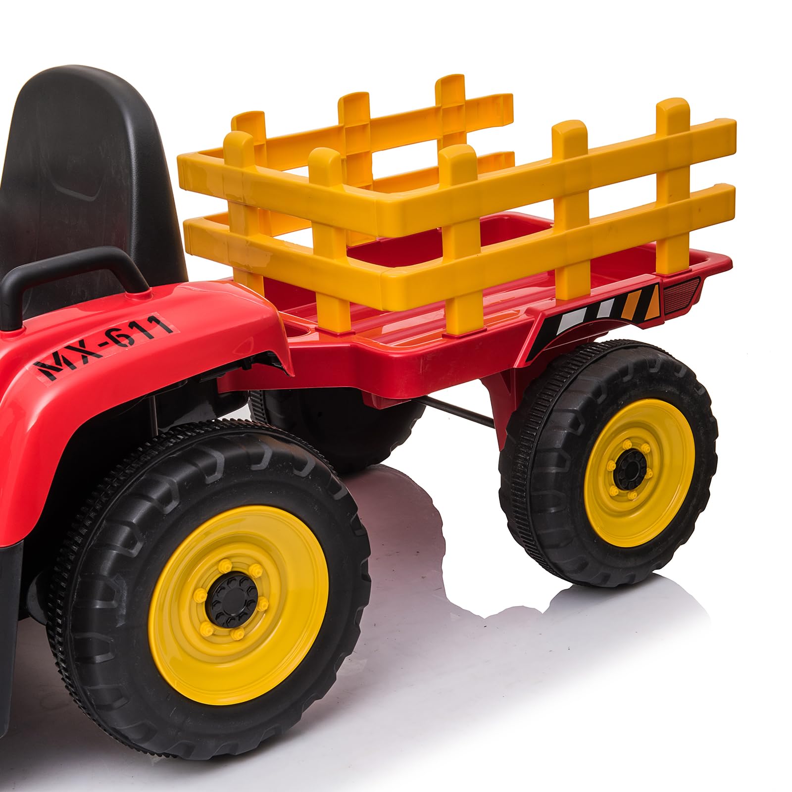 Garvee 12V Kids Ride On Tractor With Trailer & Remote Control, Toddler Electric Vehicle Car, 54in, Red