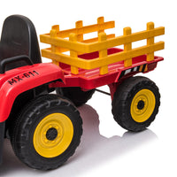 Garvee 12V Kids Ride On Tractor With Trailer & Remote Control, Toddler Electric Vehicle Car, 54in, Red