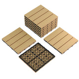 Garvee 9-Pack Plastic Interlocking Deck Tiles Outdoor Patio Flooring 12x12 Teak Waterproof Durable - Teak-1
