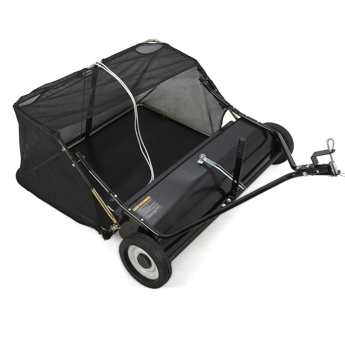 Garvee Tow Behind Lawn Sweeper 42 in, Large Capacity Leaf & Grass Collector, Adjustable Height, Durable Black
