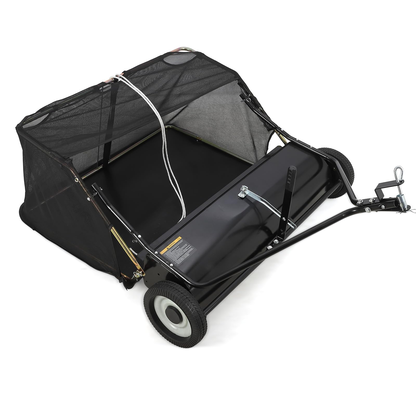 Garvee Tow Behind Lawn Sweeper 42 in, Large Capacity Leaf & Grass Collector, Adjustable Height, Durable Black