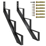 Garvee Steel Stair Step Riser Metal Stair Stringer with Reinforcing Support Legs for Indoor Outdoor Steps 3 Step Black 2 Pack - Step 3 | Wear A Pair Of Gloves