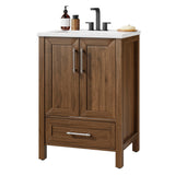 Garvee 24" Bathroom Vanity with Sink, Freestanding Sink Cabinet, Walnut, Easy Assembly, Large Storage - Walnut