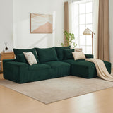 Garvee 110 in Oversized L-Shaped Sofa With Right Chaise & Throw Pillows For Living Rooms, Apartments, Dorms, Green - Green+Right