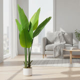 Garvee Artificial Bird of Paradise Plant 110-145cm UV-Resistant Weighted Pot Silk Leaves Indoor Outdoor Decor Green