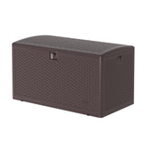 Garvee 120 Gallon Waterproof Large Resin Deck Box, Lockable Storage Container for Patio Furniture Tools, Brown - Brown