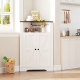 Garvee 38.2" Tall Farmhouse Corner Cabinet With 2 Doors & 3 Shelves, Barn Door Design, Home Space Saver, 26"W x 19.5"D x 38.2"H, Rustic Finish