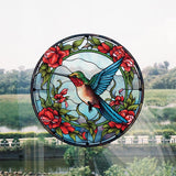 Garvee Colored Glass Effect Window Film - Bird Collision Prevention - Static Adhesive - 25.4x25.4 cm - Home Privacy Decor - Hummingbird Design